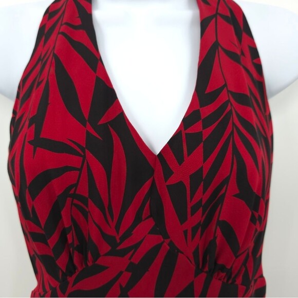 Y2k Donna Ricco 100% Silk Babydoll Halter Dress Red Black Ruffle Hem Open Back - Picture 5 of 16